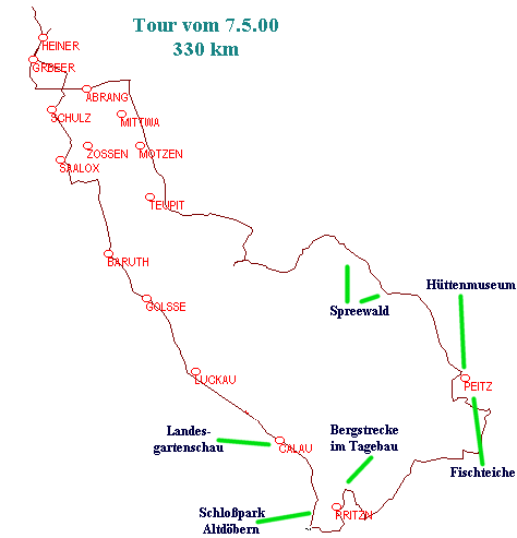 Vom GPS aufgezeichnete Strecke,
mit Waypoint+ geplottet